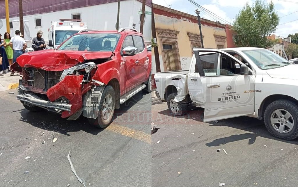 Fuerte choque en céntrico crucero de Durango deja dos personas lesionadas