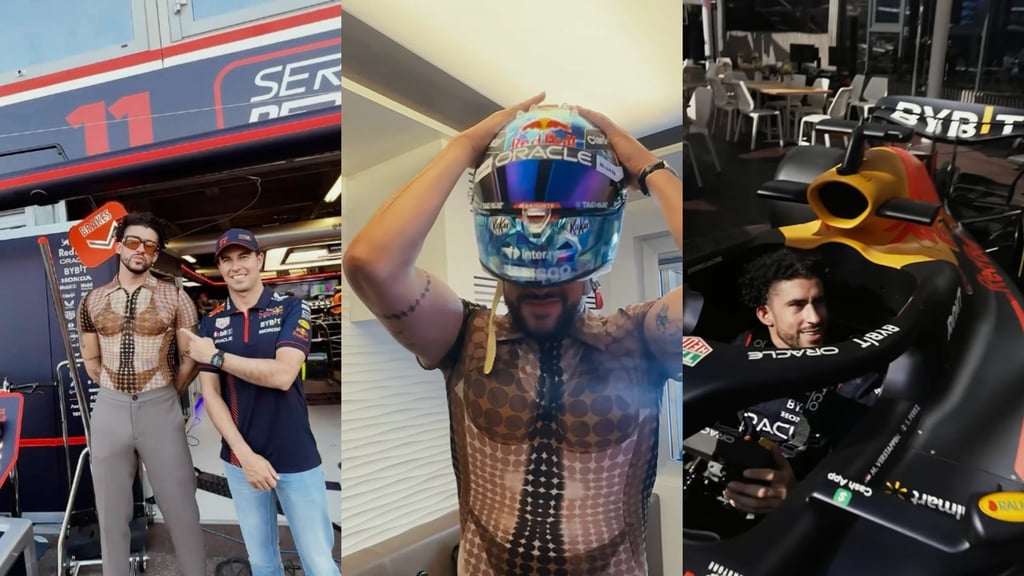 VIDEO: Bad Bunny le roba el monoplaza a 'Checo' Pérez en el Gran Premio de Mónaco