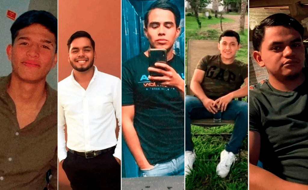 Desde el viernes pasado, Roberto Olmeda Cuéllar, Diego Lara Santoyo, Uriel Galván, Jaime Miranda y Dante Hernández fueron reportados como desaparecidos en Lagos de Moreno, Jalisco. (ESPECIAL)