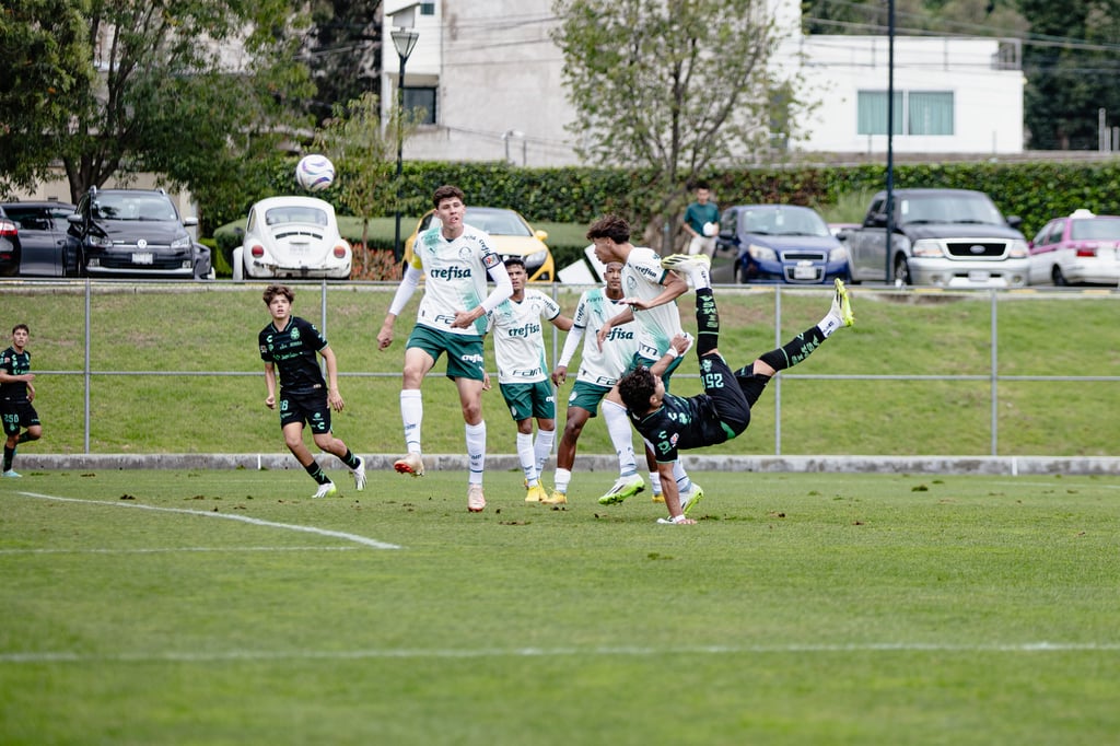 'Fano' Carrillo aprovechó un par de rebotes en el área brasileña, para de chilena prender el esférico y anotar el gol de albiverdes. (Club Santos)
