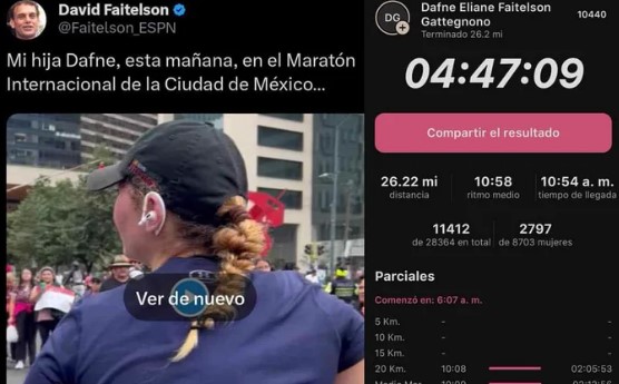 Hija de David Faitelson es señalada de hacer trampa en el Maratón de la Ciudad de México