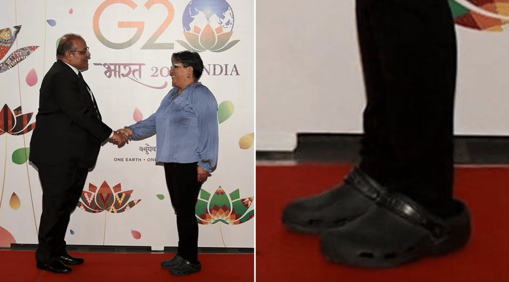 Critican a secretaria de Economía de México por llegar 'en crocs' al G20 en Nueva Delhi