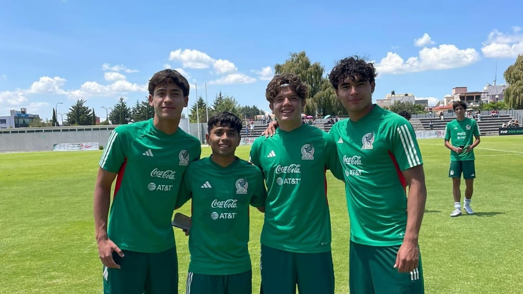 Kevin García, Alex ‘Pescadito’ Valencia, Tahiel Jiménez y Stephano Carrillo, estuvieron varios concentrados con el Tricolor Sub-17, que se alista para tomar parte en la Copa del Mundo en Indonesia a finales de año. (Club Santos)