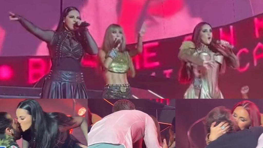 Maite, Dulce y Anahí detienen concierto de RBD para besar a sus esposos