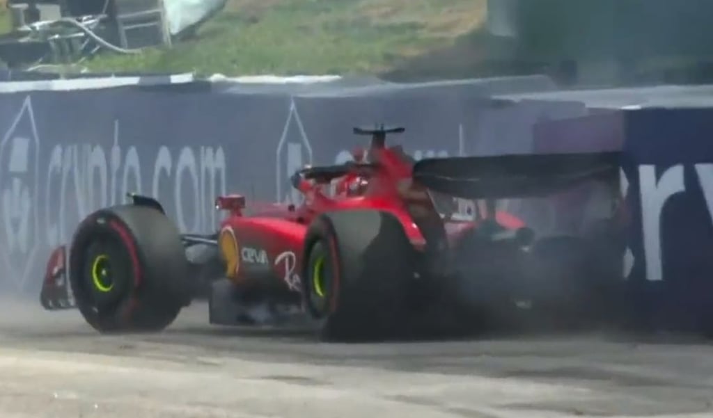 Leclerc chocó en la vuelta de formación del Gran Premio de Brasil