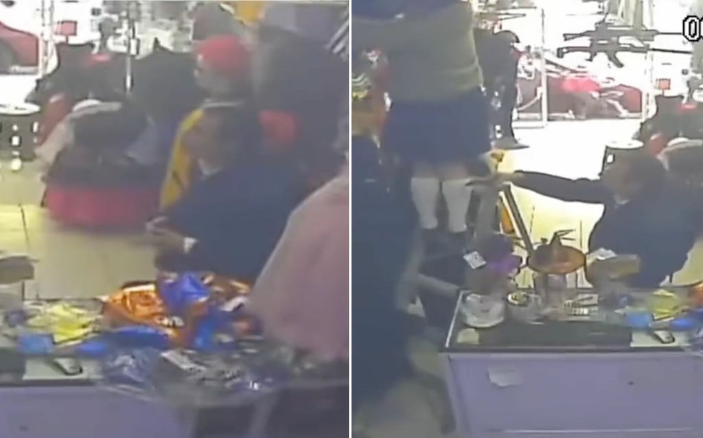 Un video que circula en redes sociales, exhibe a un sujeto que fue grabado por una cámara de seguridad mientras filmaba por debajo de la falda de una niña que despachaba en una tienda de disfraces.