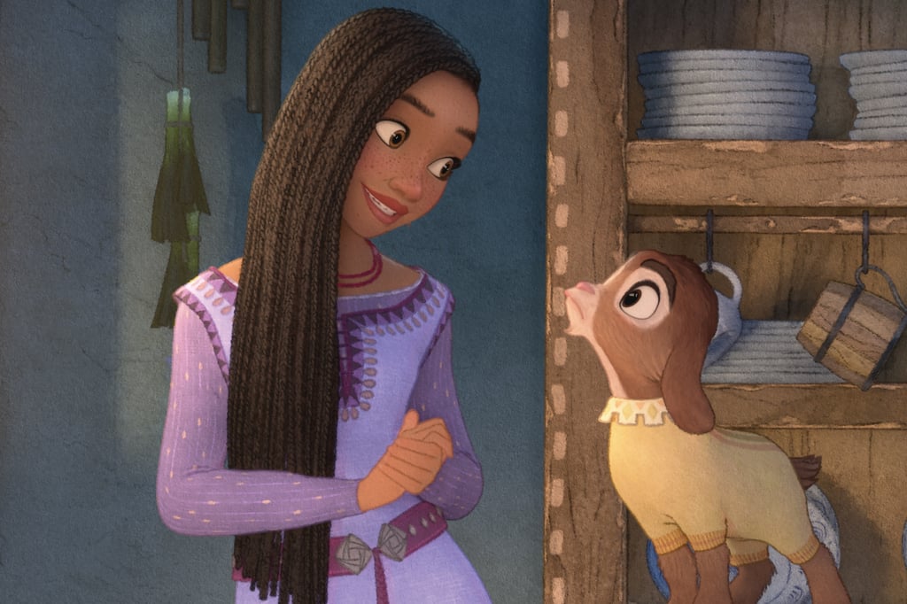 Fotograma cedido por Disney que muestra a Asha, Valentino y Sabino, personajes de la película Wish