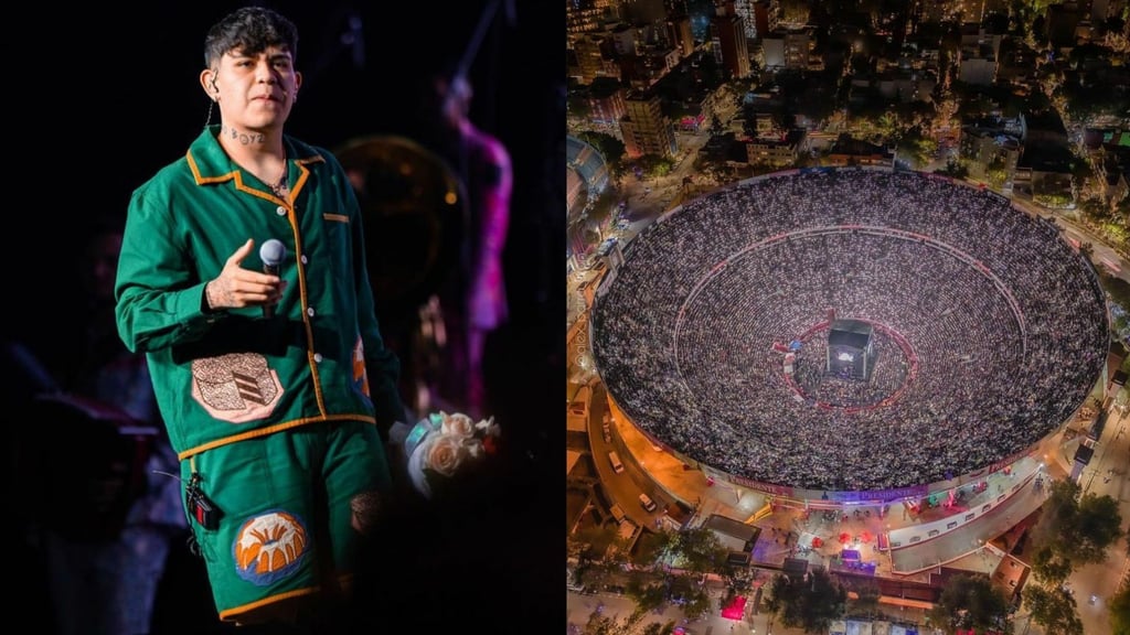 Junior H después de conciertos en palenques y constantes shows en ferias locales, este 2023 rompió su propio récord llenando la Plaza de Toros México, que tiene aforo para 50 mil personas. (ESPECIAL)