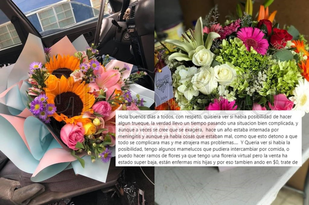 Madre duranguense, sobreviviente de meningitis, ofrece artículos y arreglos florales a cambio de comida
