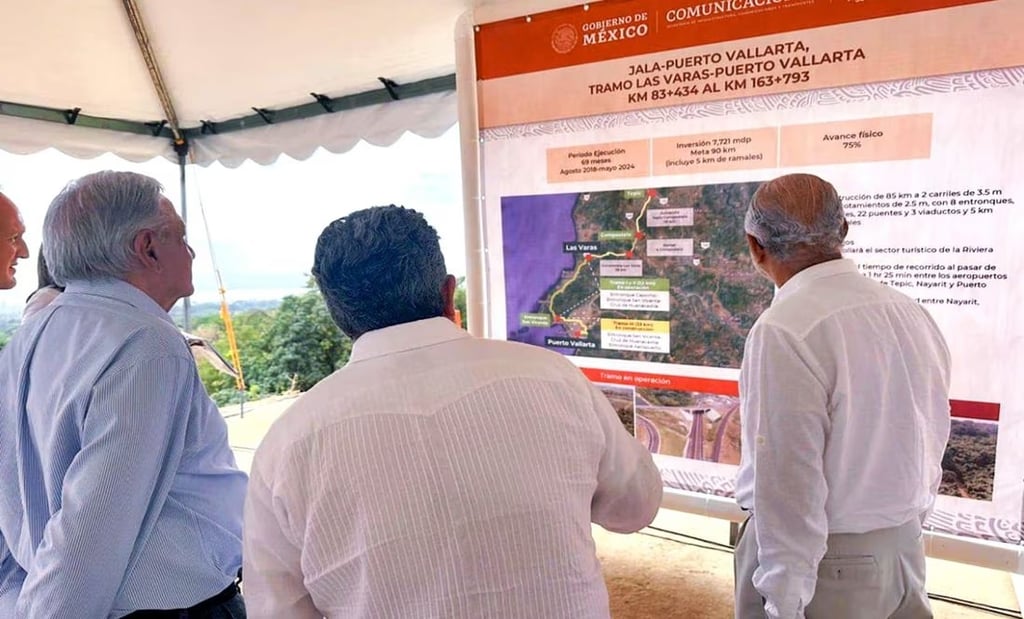 El presidente Andrés Manuel López Obrador llegó a Nayarit para revisar el avance de construcción de obras. (ESPECIAL)