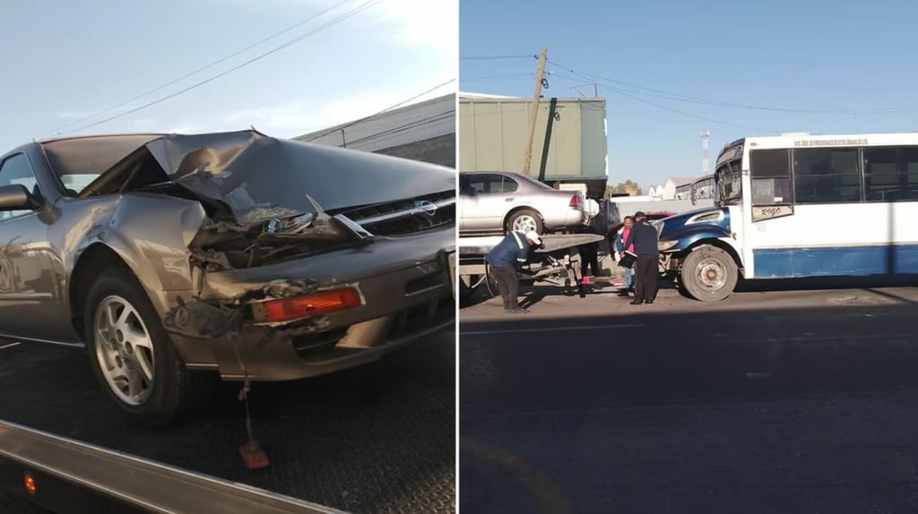 Automóvil le corta la circulación a un camión de pasajeros en Gómez Palacio y provoca accidente
