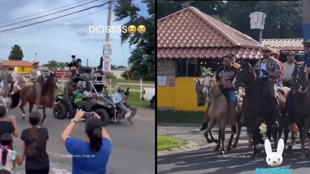 Bad Bunny desata locura en Puerto Rico tras pasearse por las calles a caballo