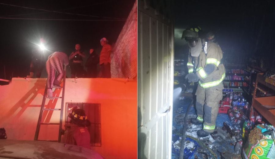 Familia logra huir de incendio al interior de una miscelánea en fraccionamiento Centauro