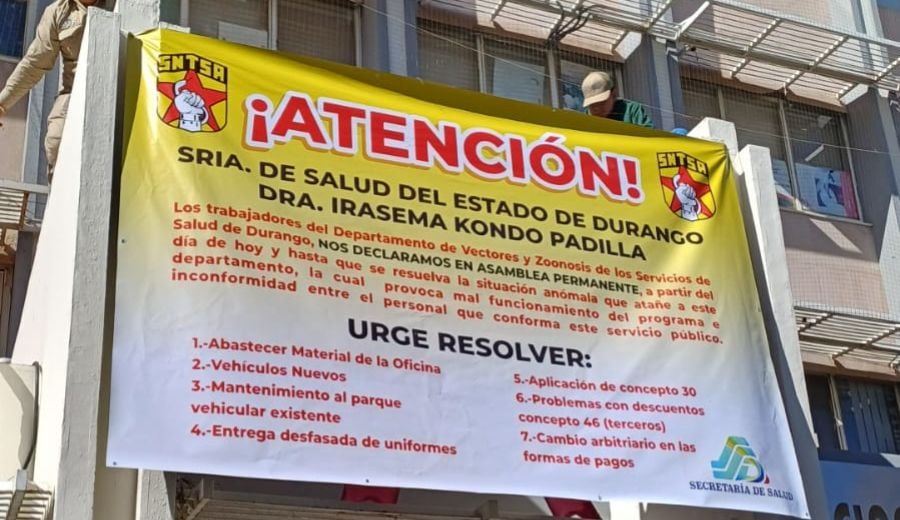 Trabajadores de la Secretaría de Salud de Durango se declaran en protesta ante incumplimientos