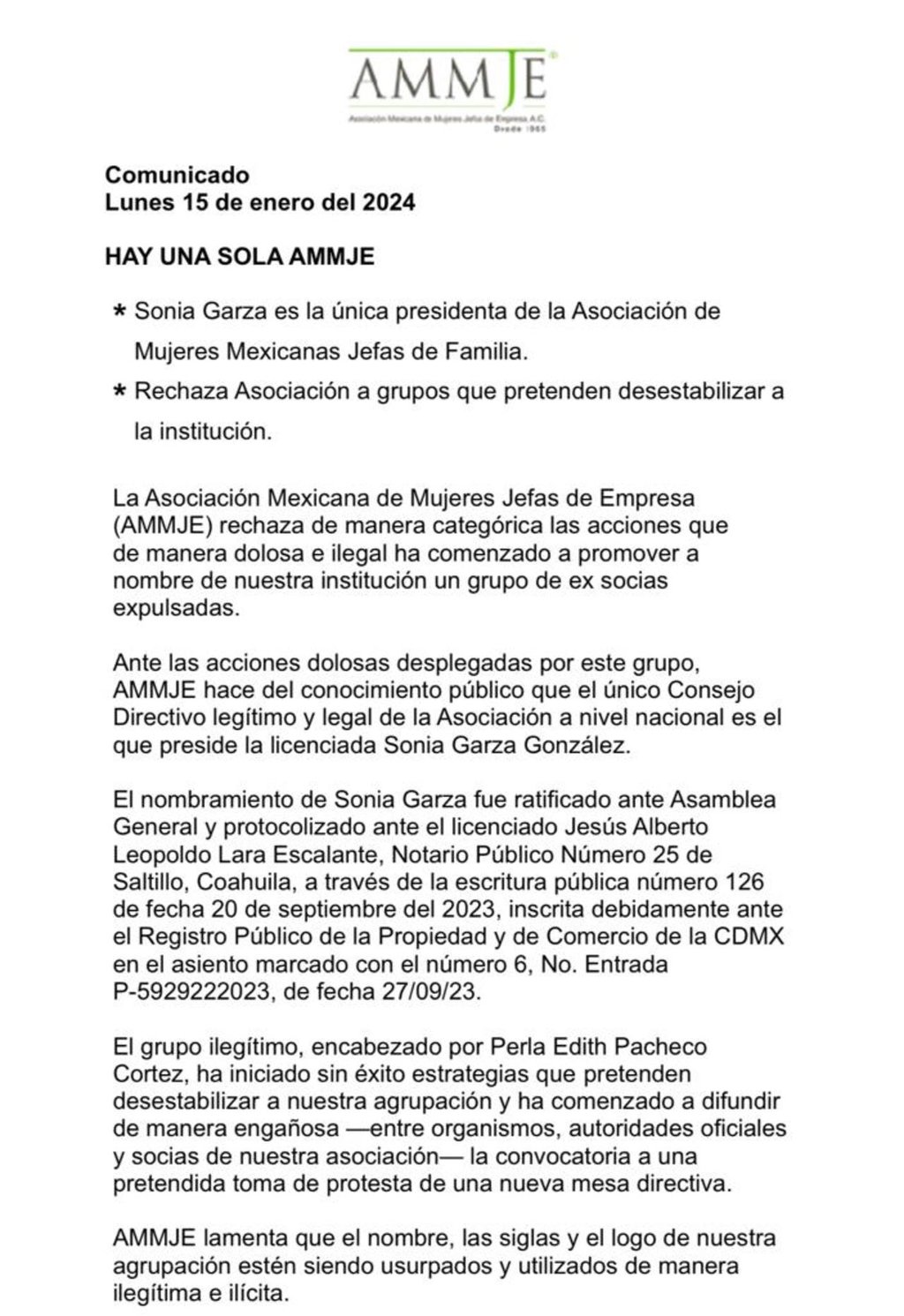 Ilegítimo. Se aseguró que la convocatoria a una toma de protesta pretende desestabilizar a la agrupación. 