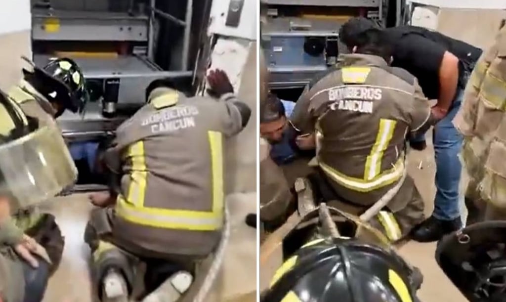 VIDEO: Trabajador queda atrapado en elevador de hospital en Cancún