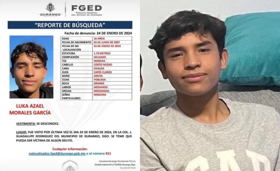 Avanza búsqueda de adolescente duranguense; podría estar acompañado