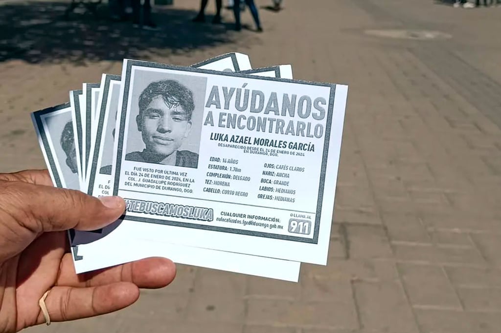 Familia de Luka reparte volantes en Durango para dar con su paradero