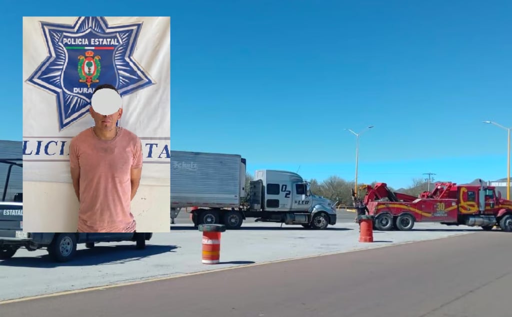 Detienen a chofer de tráiler por dañar caseta de cobro de autopista en Cuencamé