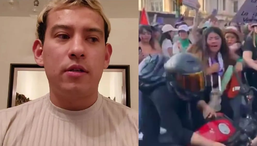 Motociclista marcha 8M (CAPTURA)