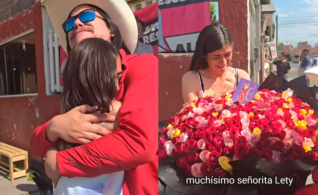 Tiktoker 'El Patrón' regala flores a madre de la niña Mildred