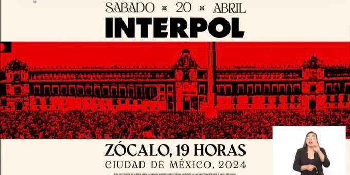 Anuncia Gobierno capitalino concierto masivo de Interpol en el Zócalo