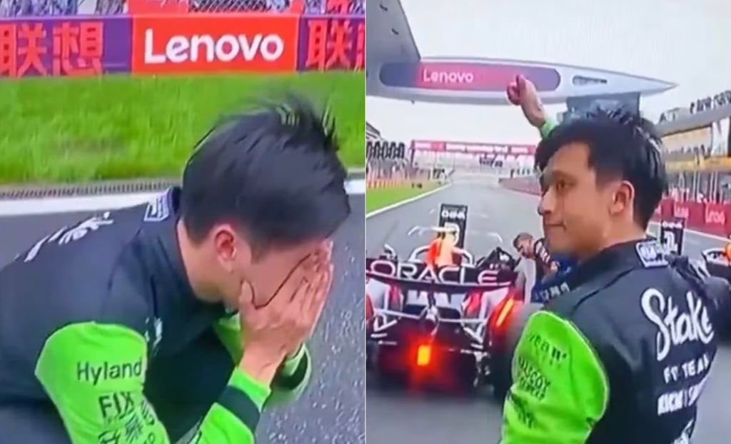 VIDEO: Guanyu Zhou, piloto chino de la F1, llora al ser ovacionado por la afición tras el GP de China