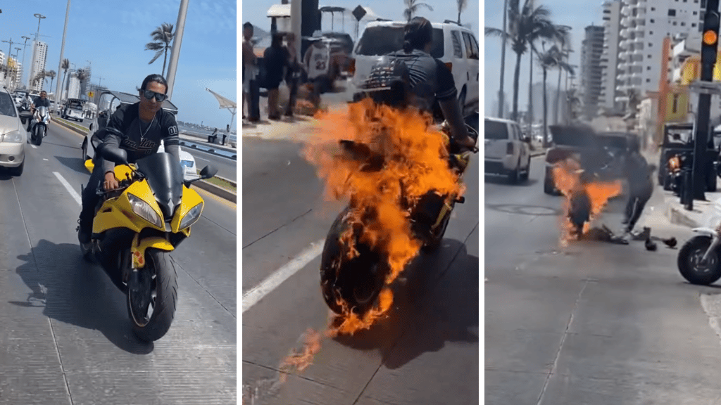 Semana de la Moto 2024: Arde motocicleta en malecón de Mazatlán