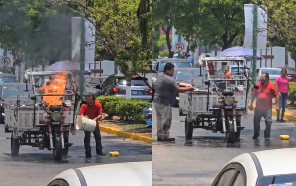 ¡Sofoca incendios! Hombre apaga incendio de moto con una Coca Cola y se hace viral