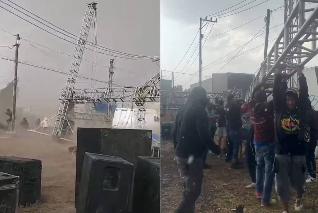 VIDEO: Tornado en Toluca provoca desplome de un escenario