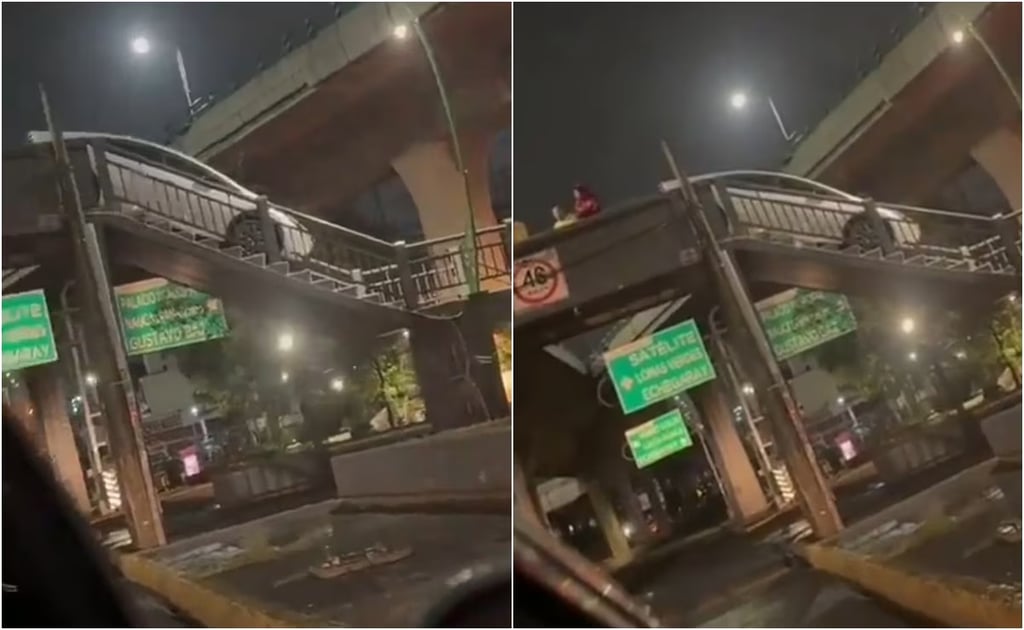Conductor intenta cruzar puente peatonal en su carro | VIDEO