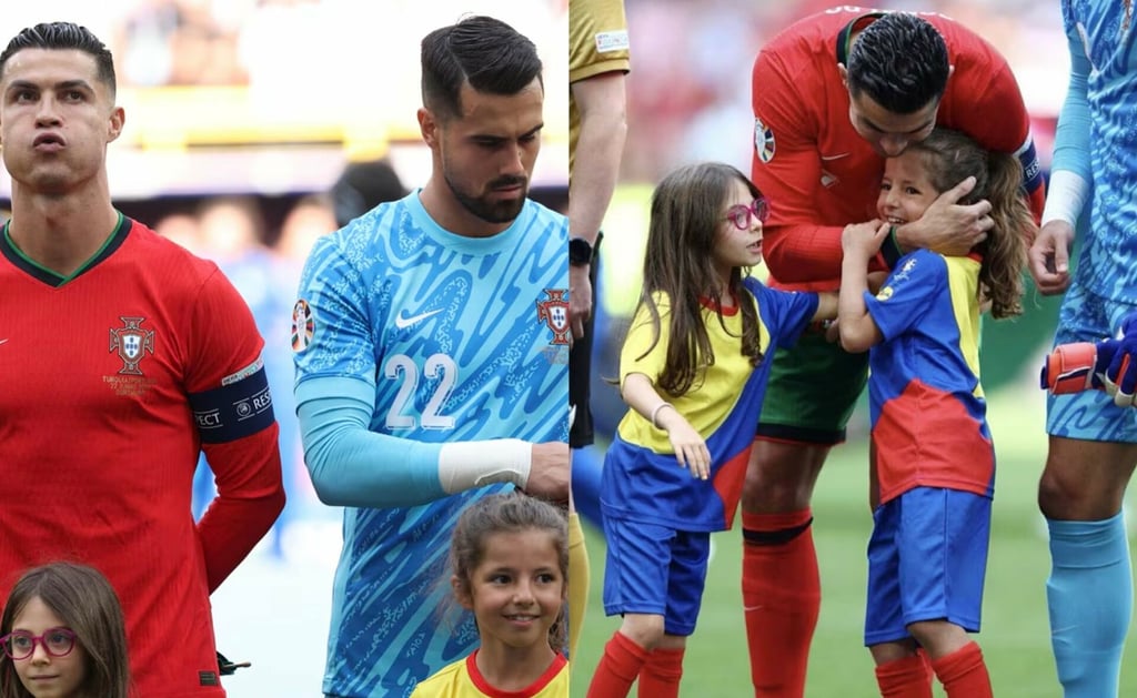 La emotiva reacción de una niña tras tocar a Cristiano Ronaldo en la Eurocopa | VIDEO