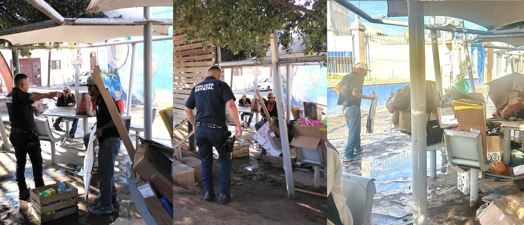 Propósito. Elementos de la Policía Estatal buscan reubicar a los indigentes del barrio de Cantarranas, con el objetivo de recuperar los espacios públicos.
