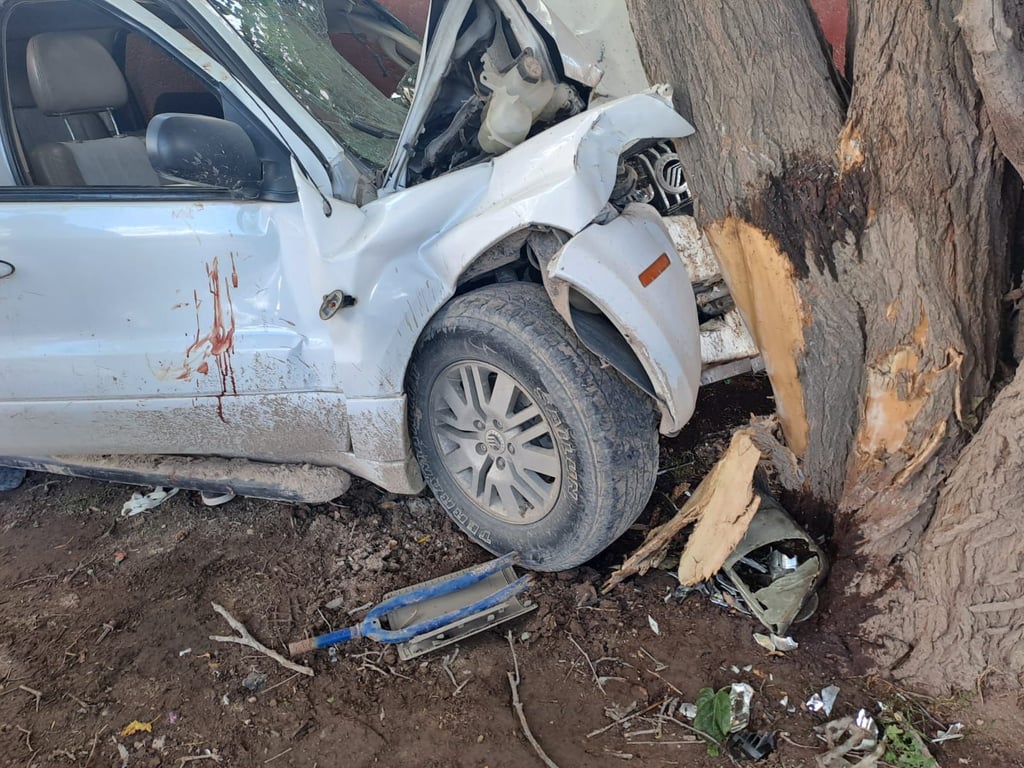 Jovencitos resultan lesionados tras chocar contra árbol en poblado 16 de Septiembre