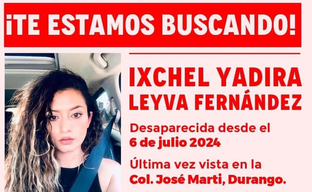 Ixchel Yadira cumple una semana desaparecida en Durango