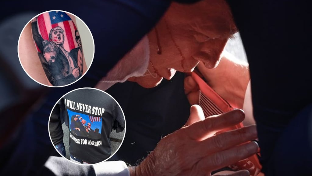 Estadounidenses aman a Trump; venden playeras y tatuajes del atentado