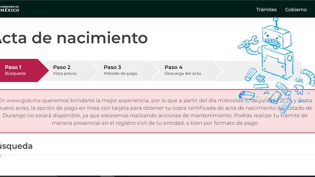 ¿Por qué no se pueden sacar las actas de nacimiento de Durango en línea?
