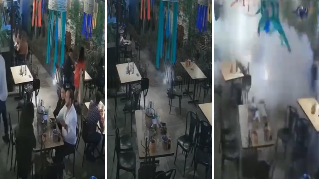 Lanzan granada al interior de un bar; estalló segundos después | VIDEO
