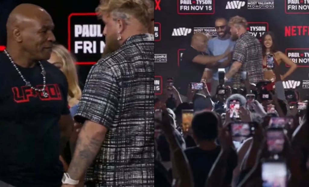 ‘Será tu funeral’; Mike Tyson amenaza a Jake Paul y lo empuja en el previo a la pelea | VIDEO