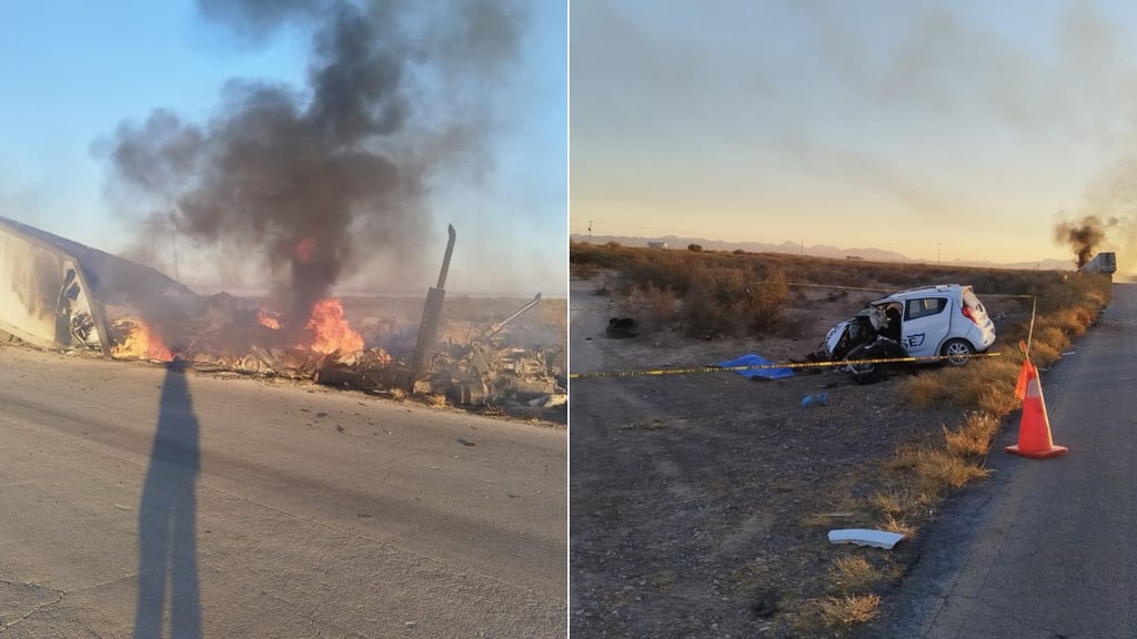 Choque de vehículo contra un tráiler en Mapimí deja dos muertos y dos lesionados