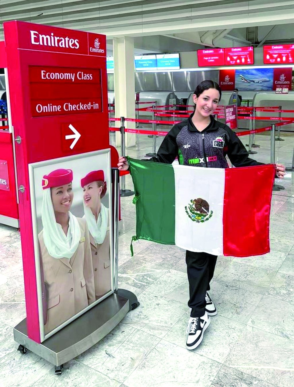 Llegada. La duranguense Brianna Valdez a su llegada a Bahrein.