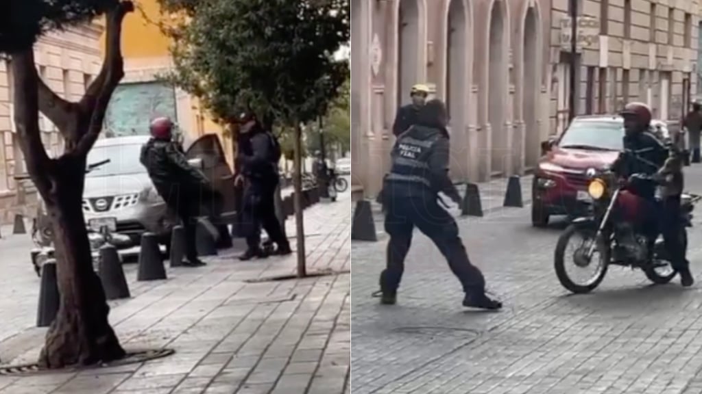 Motociclista agrede a policía que lo multó en la ciudad de Durango | VIDEO