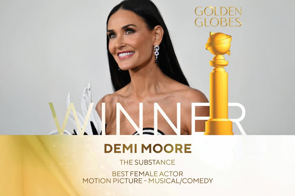 Demi Moore obtiene su primer Globo de Oro por 'La Sustancia'