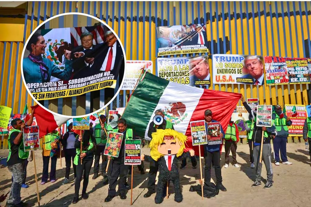 Crisis Migrantes: Deportados protestan con piñata de Trump frente al muro fronterizo