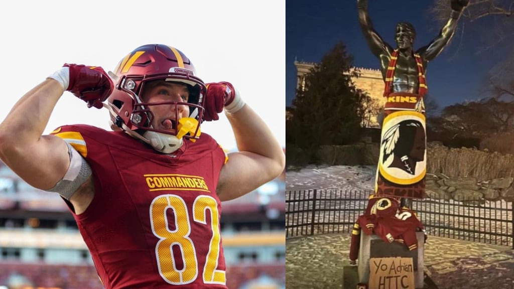 NFL: Fans de Commanders decoran estatua de 'Rocky' ¿Les caerá la 'maldición'? | VIDEO