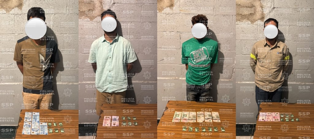Trabajo. Estatales detuvieron a cuatro sujetos con cristal en Lerdo.