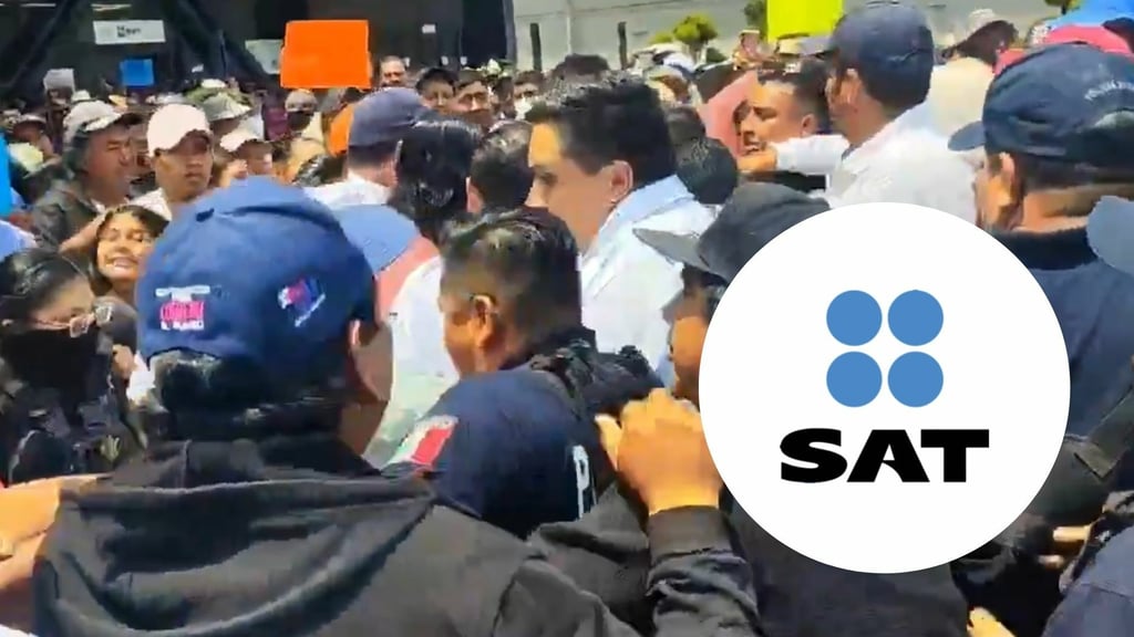 Campesinos invaden oficinas del SAT en Puebla para exigir su saldo a favor | VIDEO