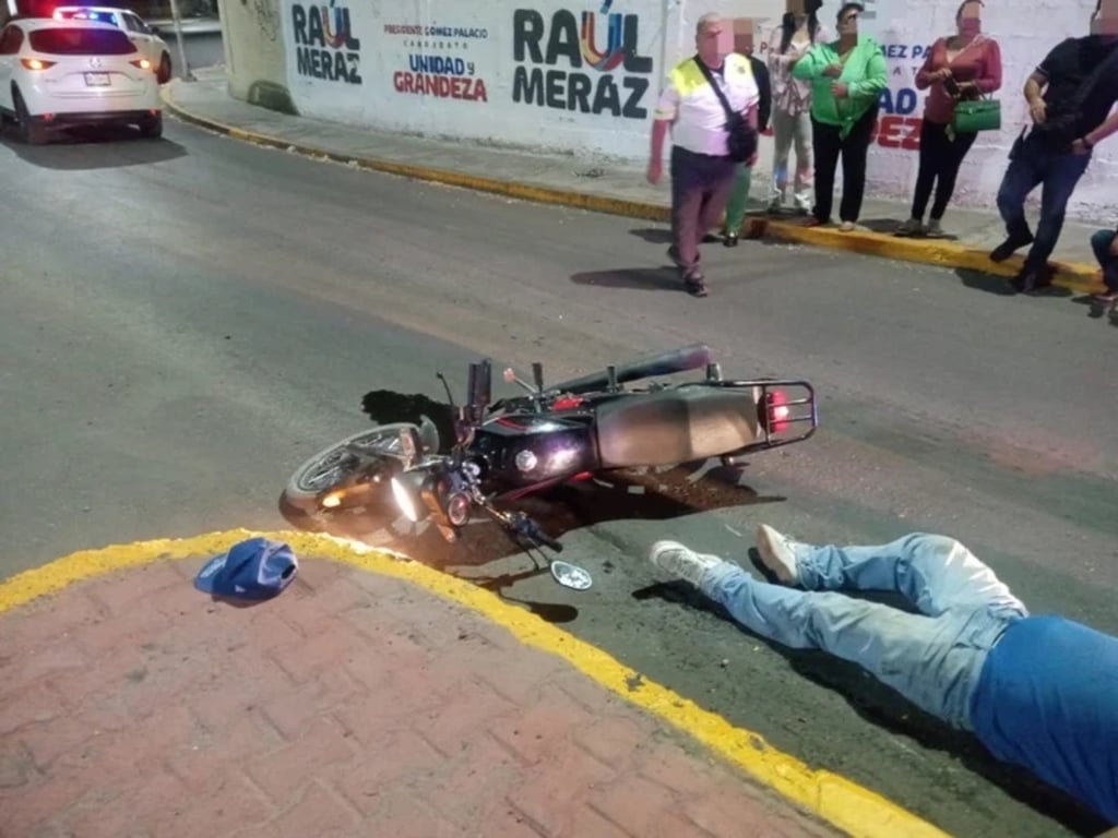 Motociclista resultó lesionado al sufrir accidente en Gómez Palacio