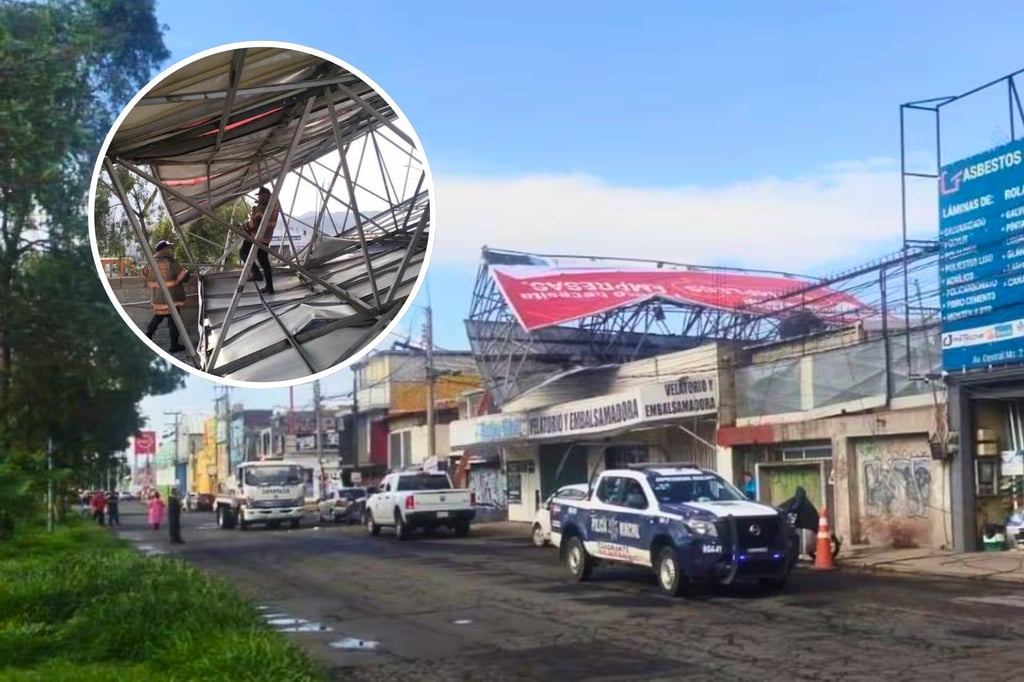 Cae anuncio espectacular de 25 metros sobre comercios | VIDEO