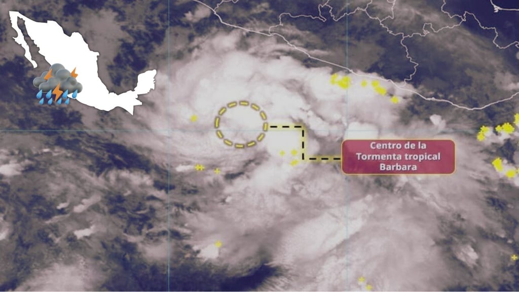 Prevé SMN que Bárbara se convierta en huracán mañana lunes; provocará lluvias en estos estados